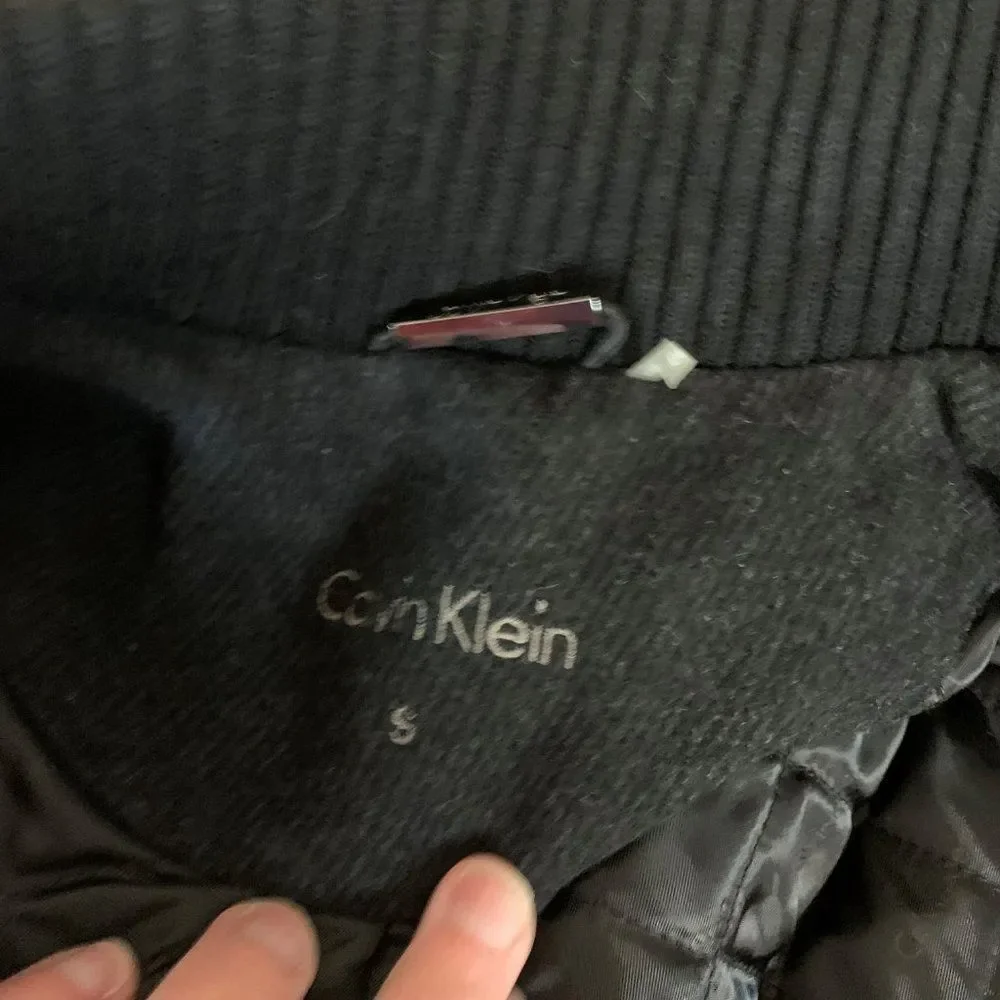 Calvin Klein Men's Dark Charcoal Black Wool Coat Jacket Size Small - Picture 11 of 14